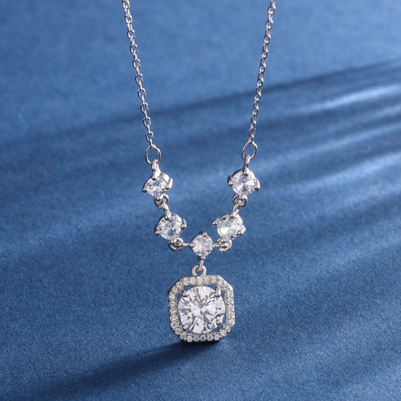 S999足銀方糖項鍊 氣質短鏈鎖骨鍊 女款日常穿搭