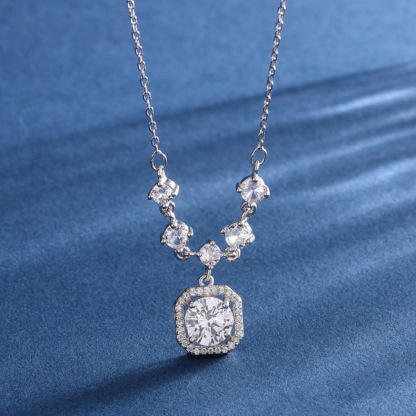 S999足銀方糖項鍊 氣質短鏈鎖骨鍊 女款日常穿搭