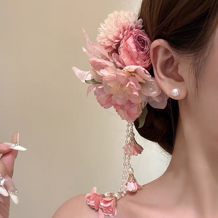【滕花戀曲】仙綺珍珠垂墜花朵髮夾
