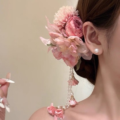 【滕花戀曲】仙綺珍珠垂墜花朵髮夾