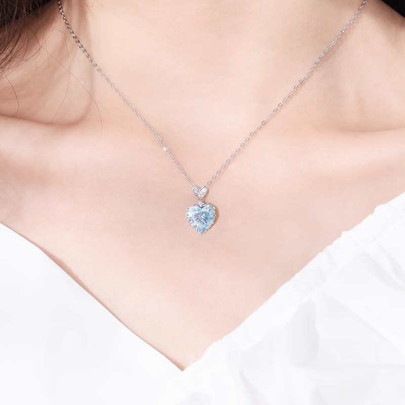 仙氣透亮藍色海洋之心鎖骨鏈 2026 新款輕奢氣質款