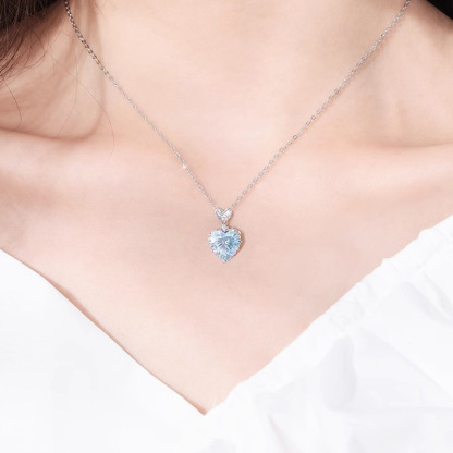 仙氣透亮藍色海洋之心鎖骨鏈 2026 新款輕奢氣質款