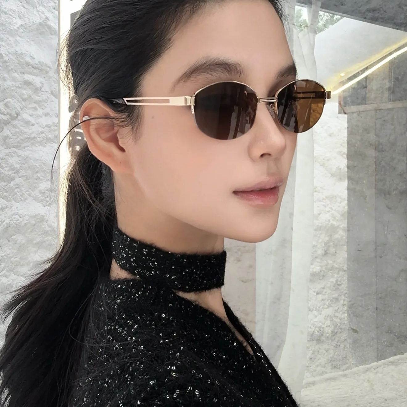 法式慵懶復古小金框墨鏡｜素顏百搭 顯高級質感