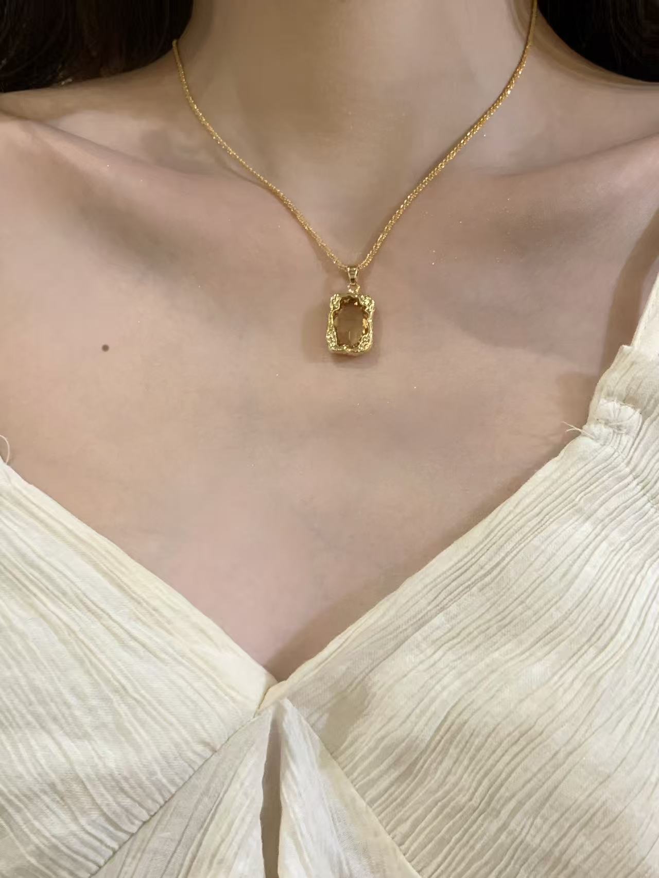 法式復古幾何墜項鍊｜簡約秋冬百搭毛衣鏈