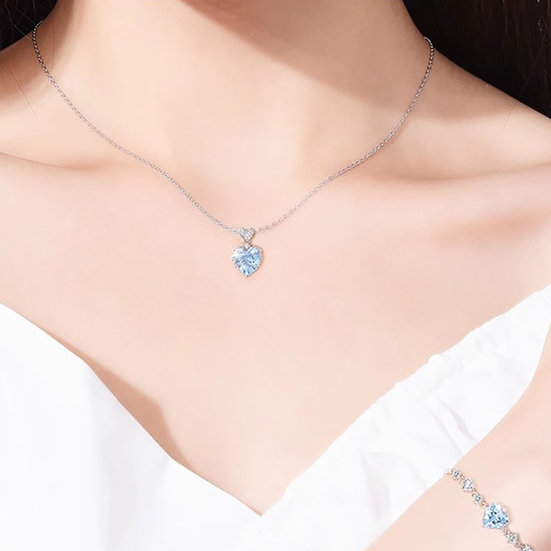 仙氣透亮藍色海洋之心鎖骨鏈 2026 新款輕奢氣質款