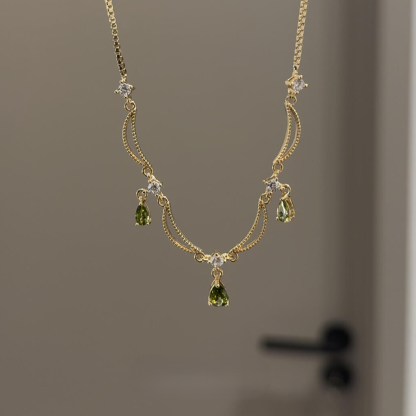 法式水滴流蘇細鏈手鍊｜優雅垂墜設計