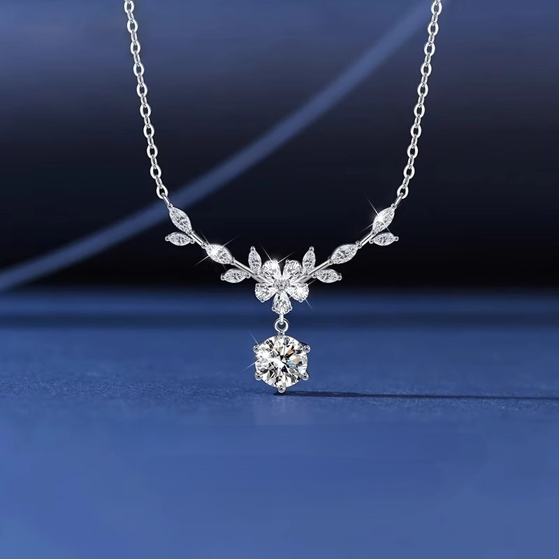 純銀繁花麥穗項鍊｜森系 ins 花枝月桂 輕奢鎖骨鏈 穗穗平安