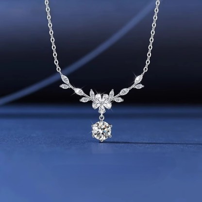 純銀繁花麥穗項鍊｜森系 ins 花枝月桂 輕奢鎖骨鏈 穗穗平安