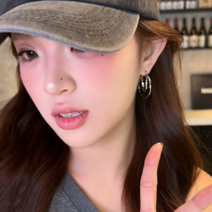 銀色三圈交叉耳扣｜通勤首選立體簡約款