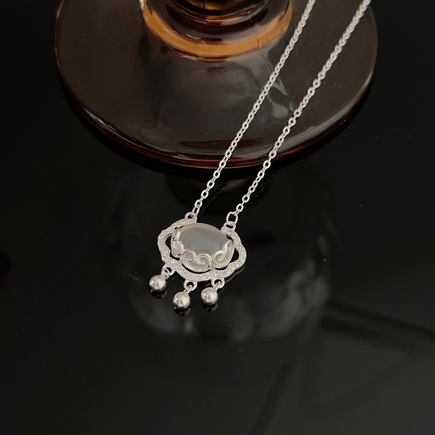 S925 純銀玉髓平安鎖項鍊 新中式吉祥平安鎖 招好運輕奢送禮女飾