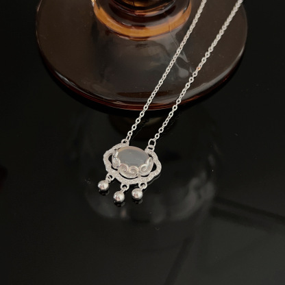 S925 純銀玉髓平安鎖項鍊 新中式吉祥平安鎖 招好運輕奢送禮女飾