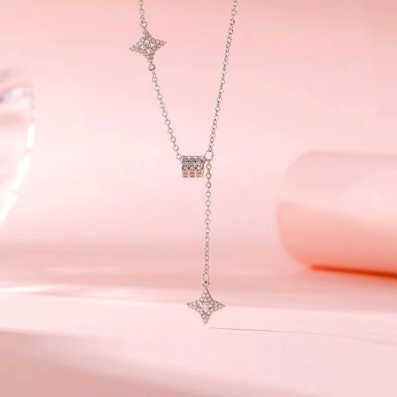 銀色星星流蘇 Y 字鎖骨項鍊｜顯瘦氣質日常款