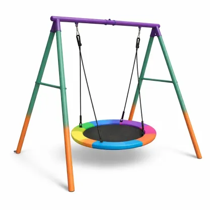 Outdoor Swing Rainbow Outdoor Kids with Steel Frame-MOBEXIMO