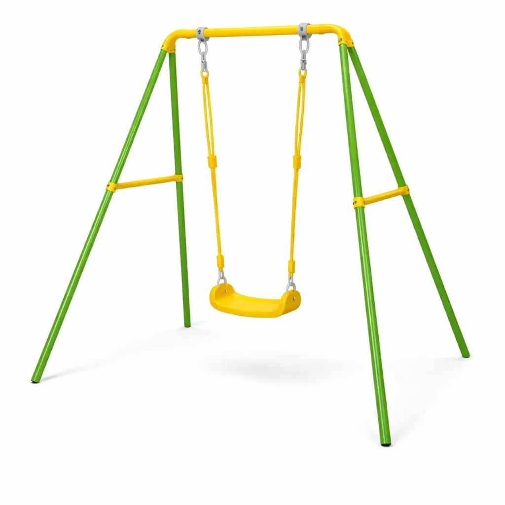 Outdoor Swing Children's Outdoor with Green Yellow Metal Frame Plastic Seat-MOBEXIMO