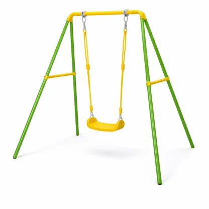 Outdoor Swing Children's Outdoor with Green Yellow Metal Frame Plastic Seat-MOBEXIMO