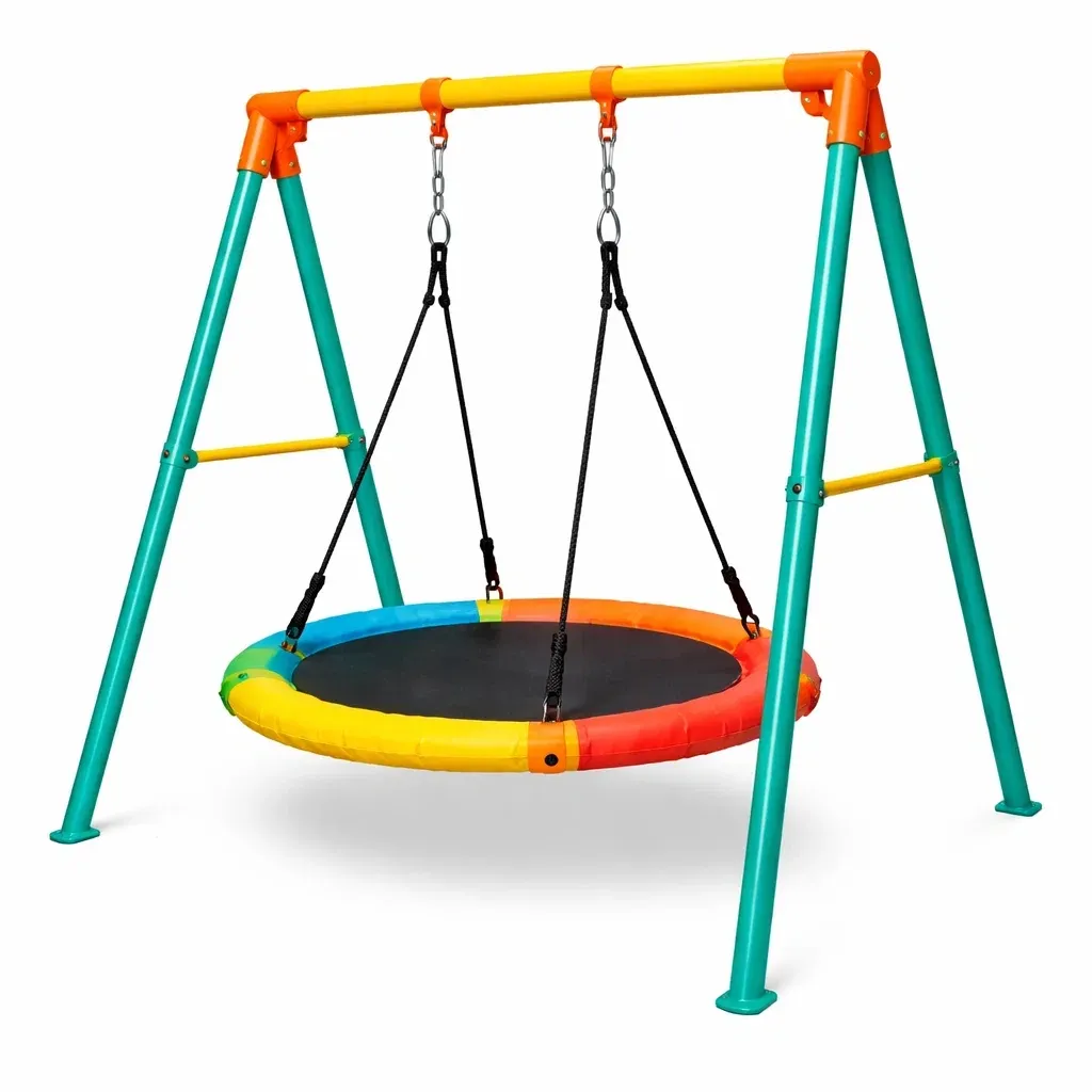 Outdoor Swing Kids Outdoor Rainbow Nest with Steel Frame-MOBEXIMO