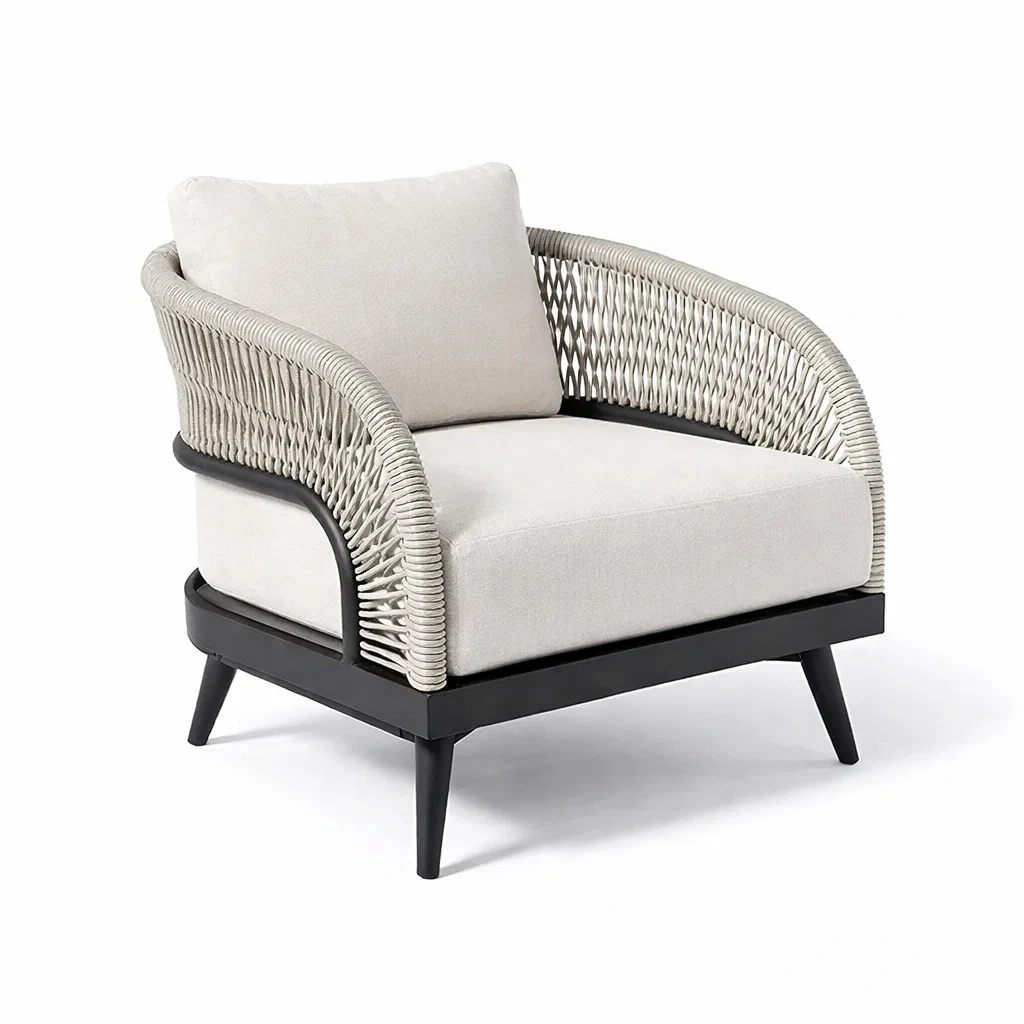 Leisure chair Outdoor with Polyester Fabric Woven Rope Aluminium Frame-MOBEXIMO