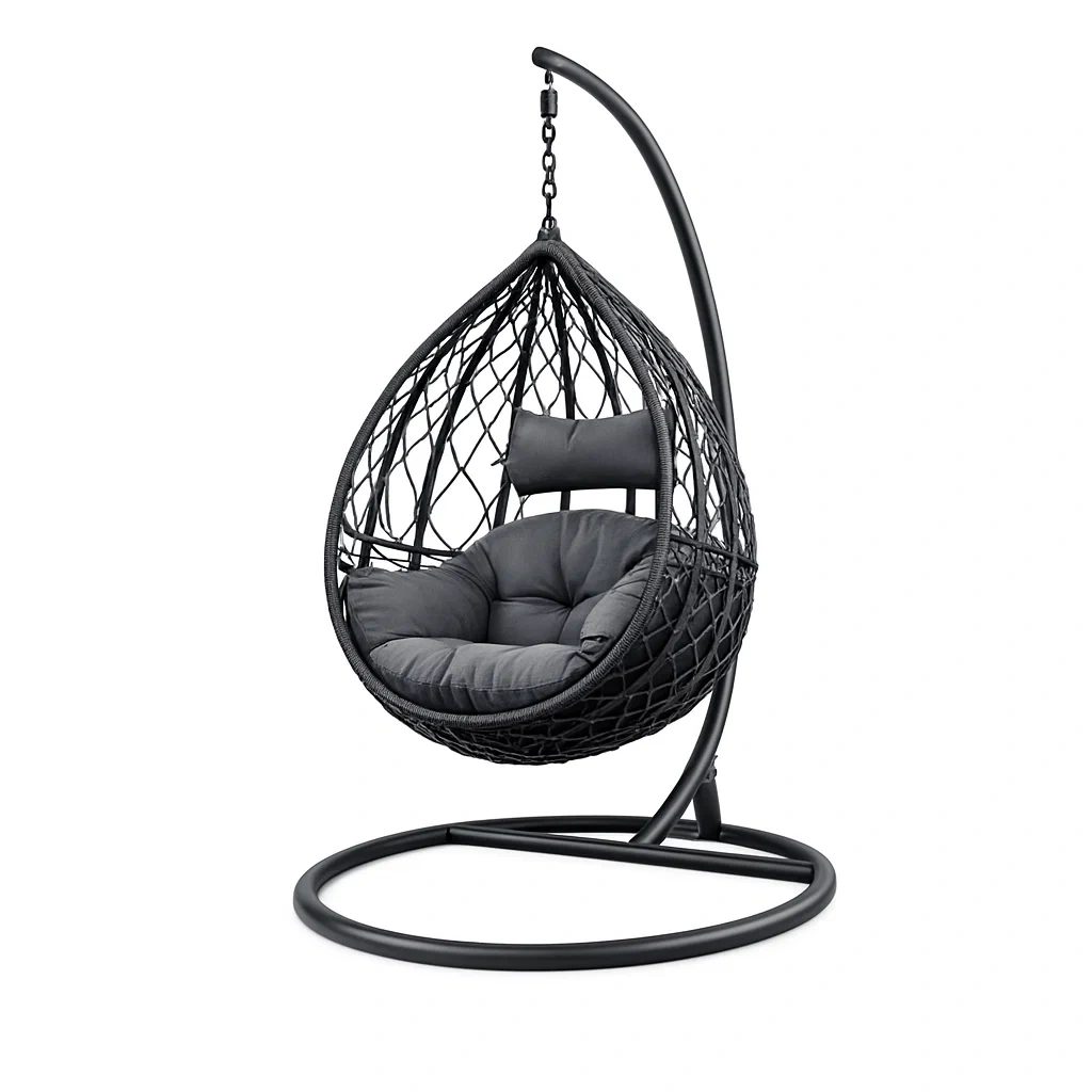 Hanging egg chair Outdoor Steel Frame Black 104x104x198cm-MOBEXIMO