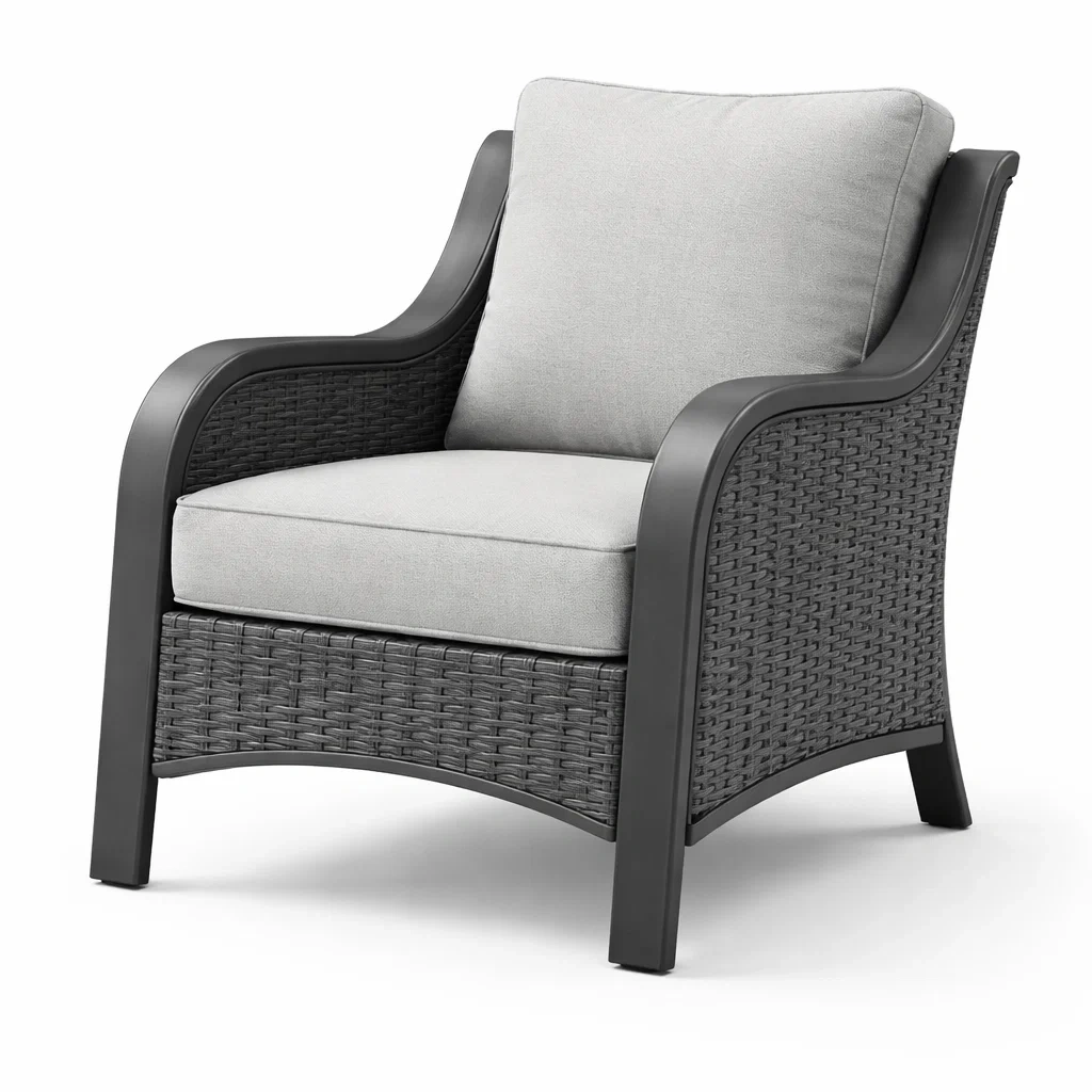 Leisure chair Outdoor Patio Aluminium Wicker with Polyester Cushions-MOBEXIMO