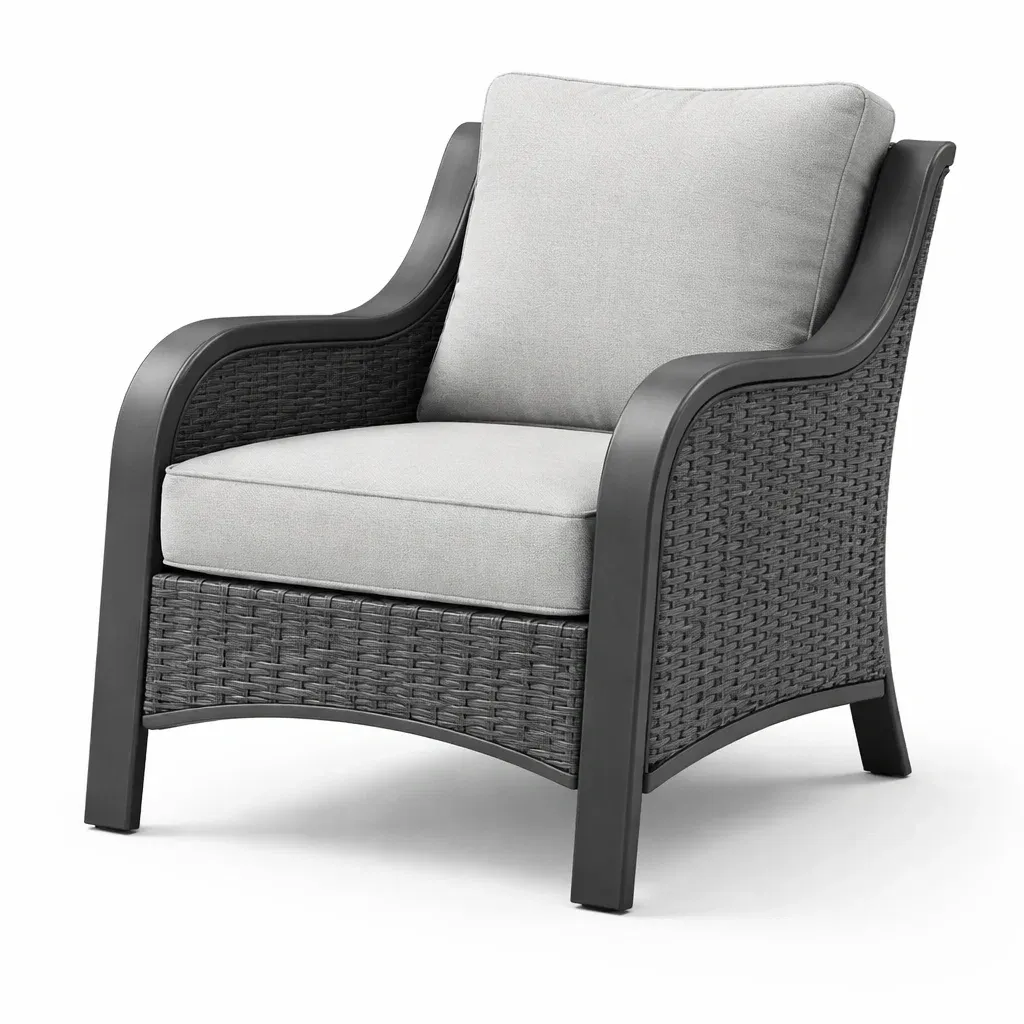 Leisure chair Outdoor Patio Aluminium Wicker with Polyester Cushions-MOBEXIMO