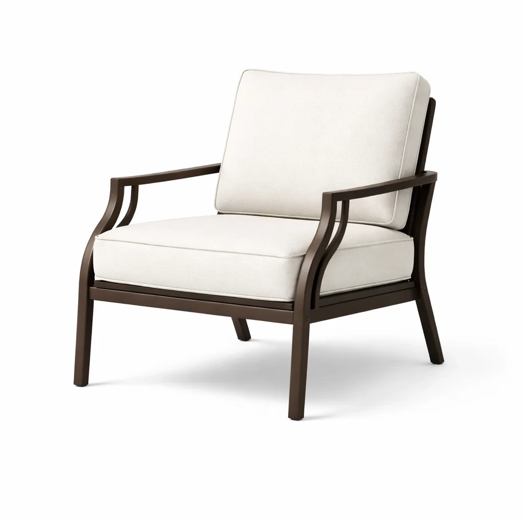 Leisure chair Brown Aluminium Outdoor with Beige Cushion-MOBEXIMO