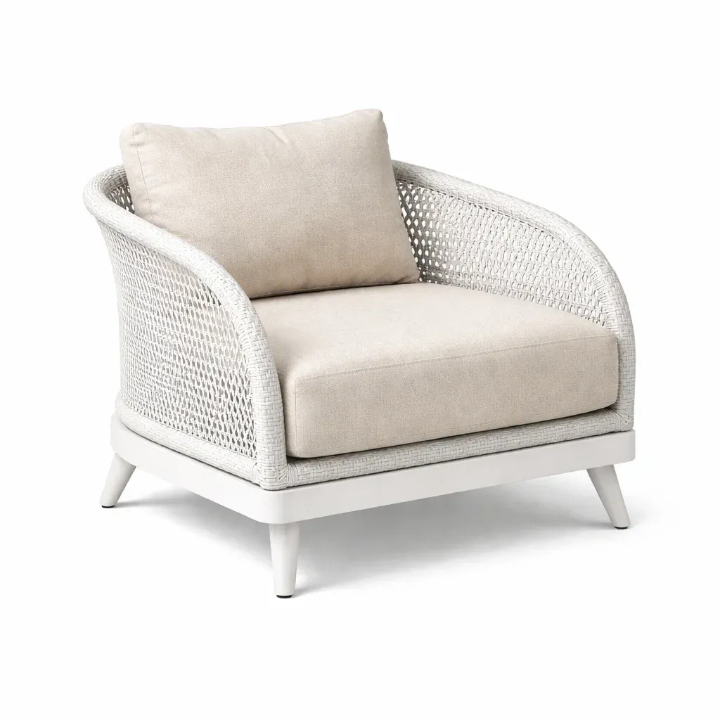 Leisure chair Outdoor with Beige Cushions Metal Frame 80cm x 85cm x 75cm-MOBEXIMO