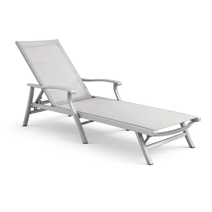 Lounge chair Outdoor Reclining Sun Lounge Aluminium Frame Grey-MOBEXIMO