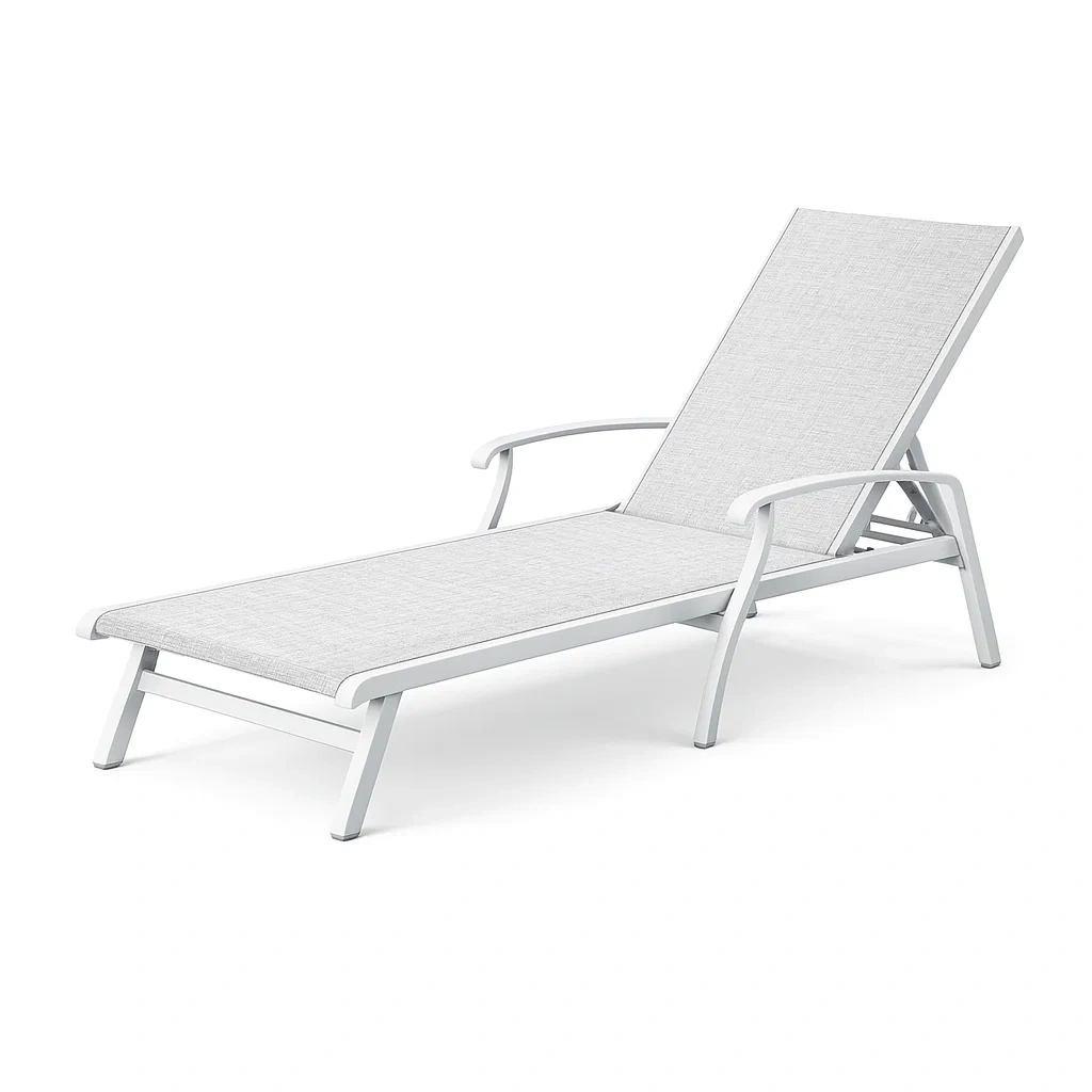 Lounge chair Outdoor Aluminium Sun Lounger Grey Polyester Fabric-MOBEXIMO