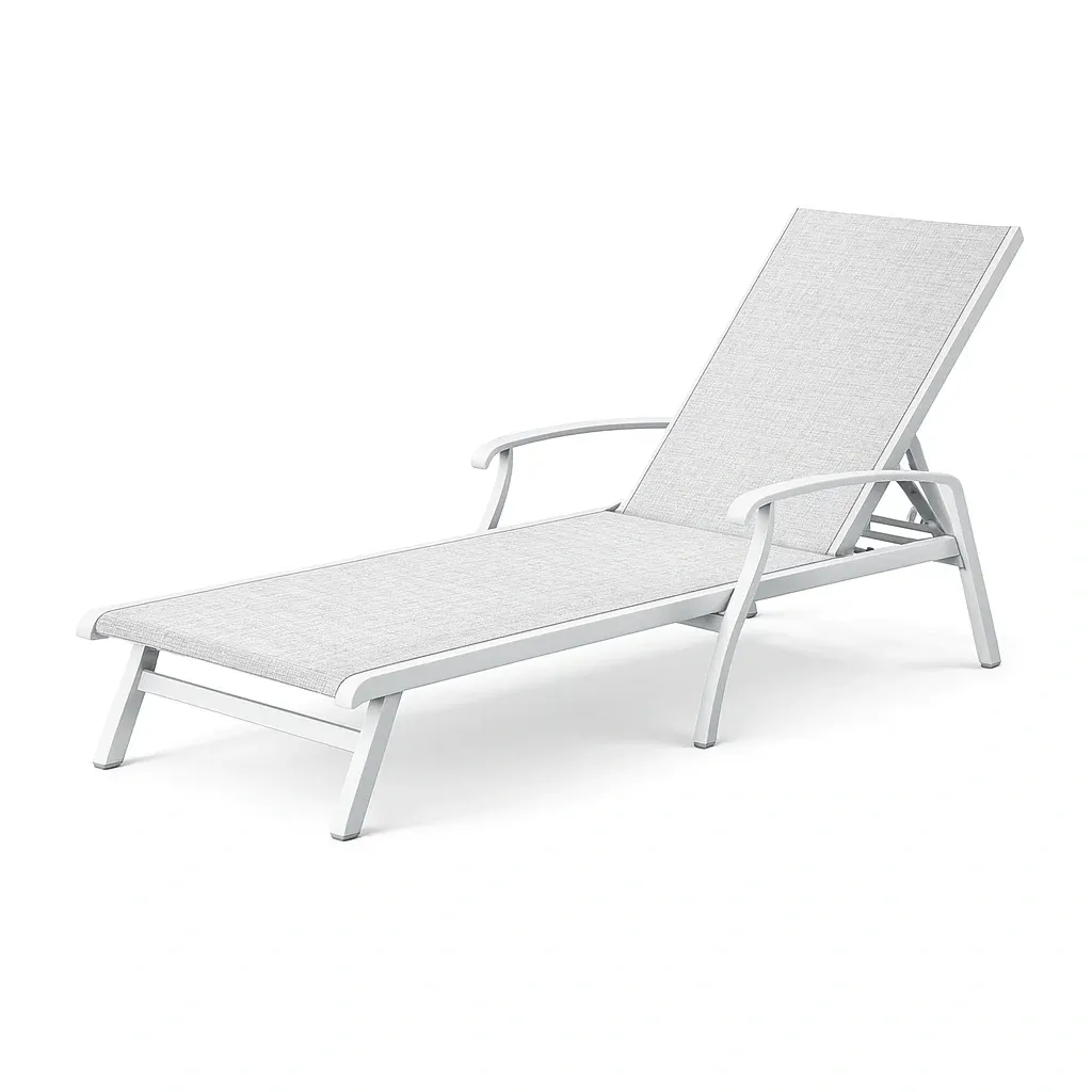Lounge chair Outdoor Aluminium Sun Lounger Grey Polyester Fabric-MOBEXIMO