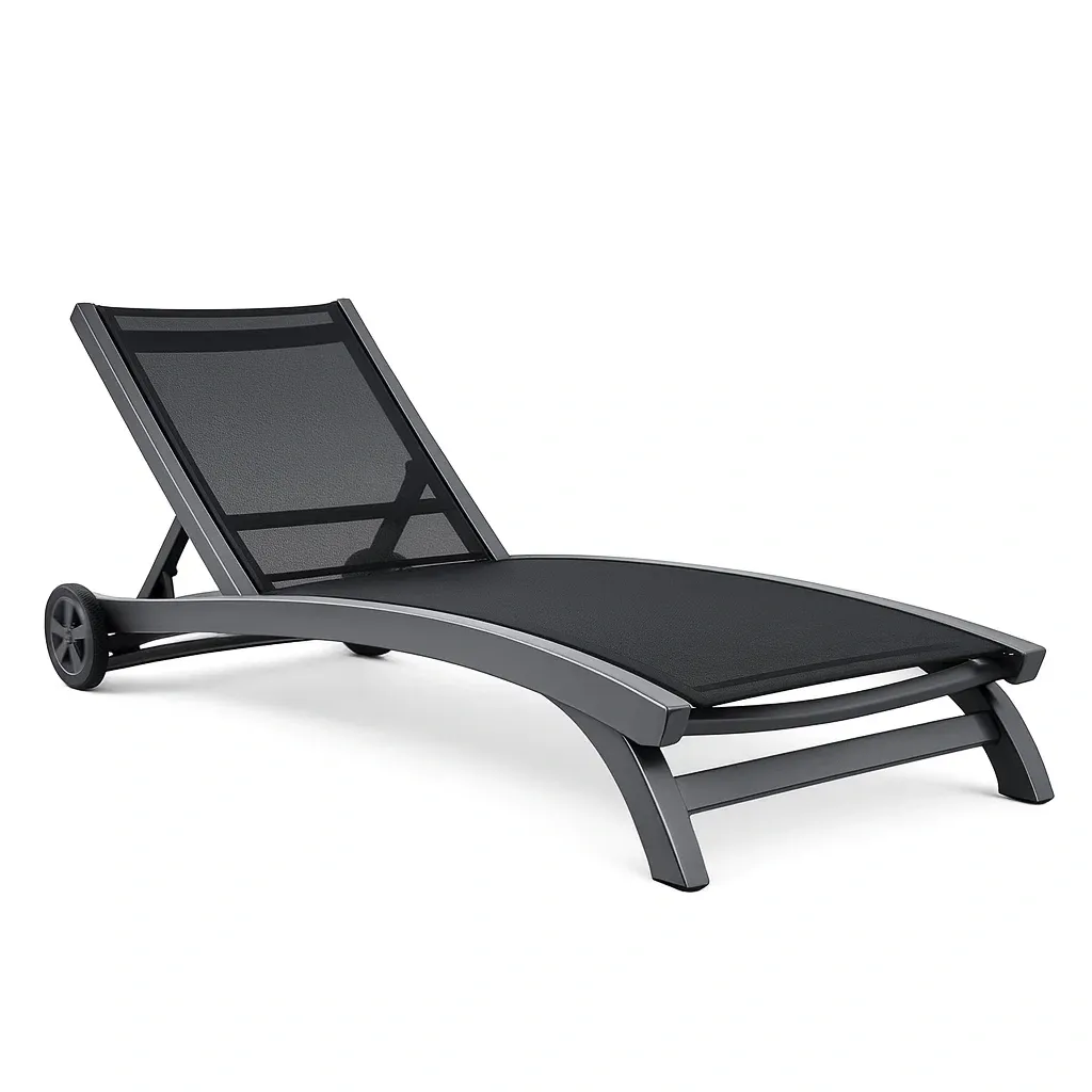 Lounge chair Outdoor Adjustable Sun Lounge Chair Aluminium Frame Black-MOBEXIMO
