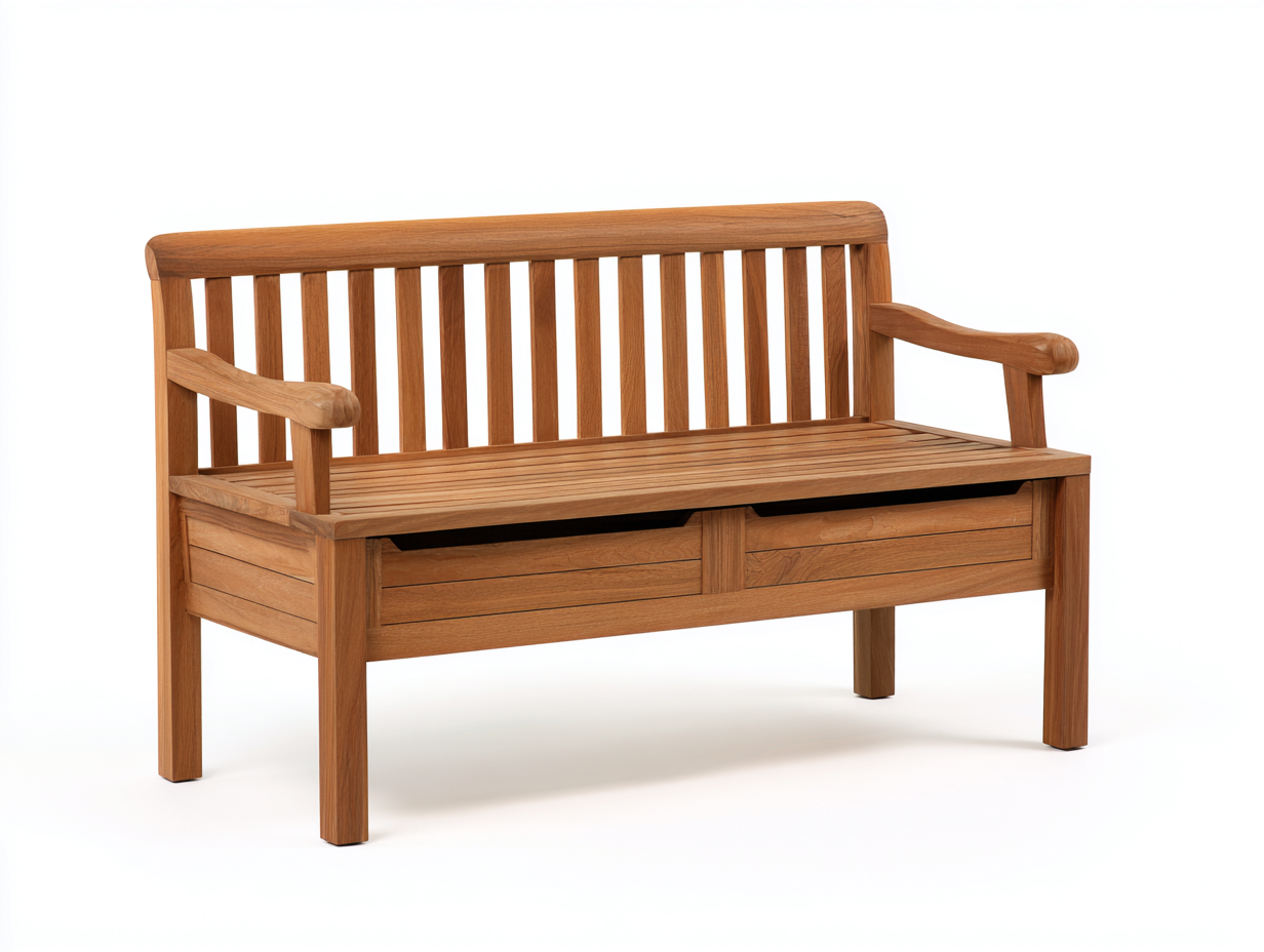 Wooden Garden Bench with Storage Solid Wood 165x50 x90cm - Natural Wood - Outdoor Seating Modern Practical Design-Havenno