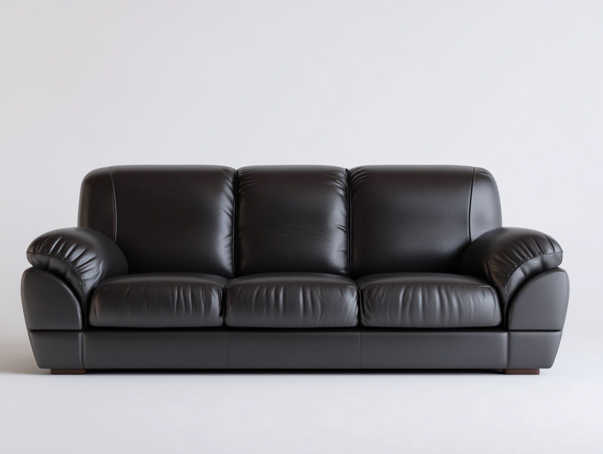 Leather 3 seater sofa 205x92 x88cm - black - living room use - classic padded comfort-Havenno
