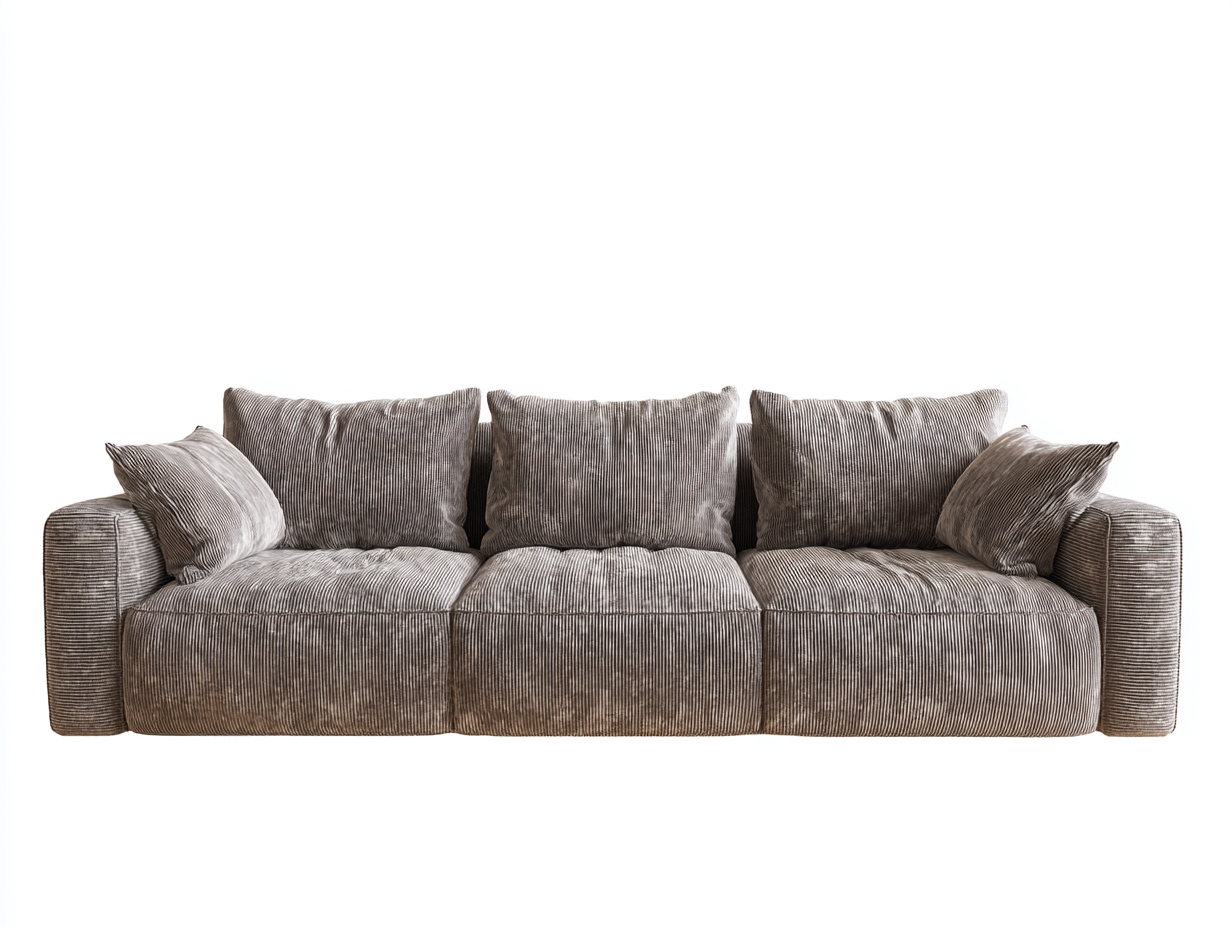 Fabric 3 Seater Sofa 230x100 x85cm - Taupe - Living Room Comfort Style-Havenno