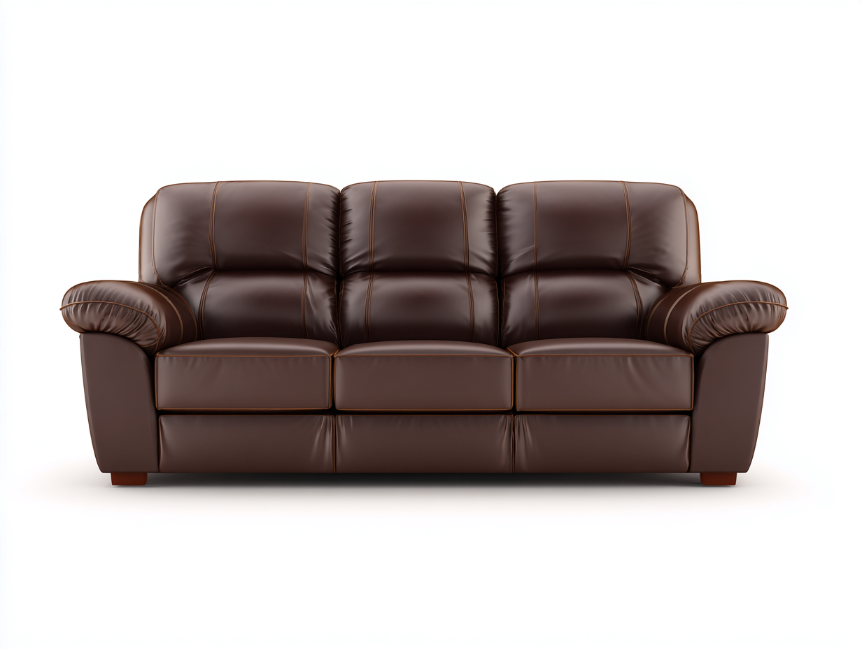 Genuine leather 3 seater sofa 215x95 x85cm - brown - living room use - modern comfort design-Havenno