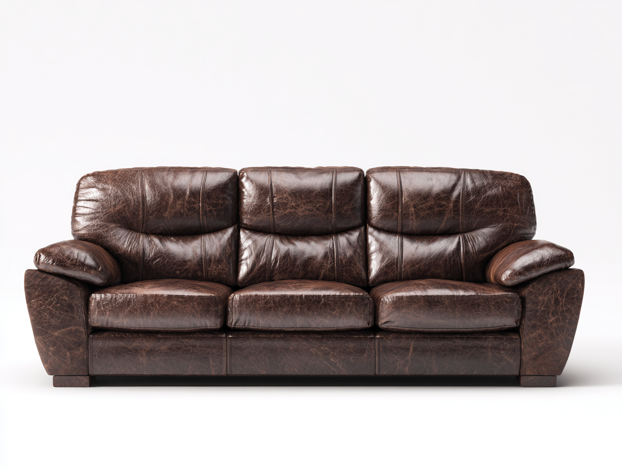 Genuine Leather 3 Seater Sofa 215x95 x90cm - Dark Brown - Living Room Comfort Style-Havenno