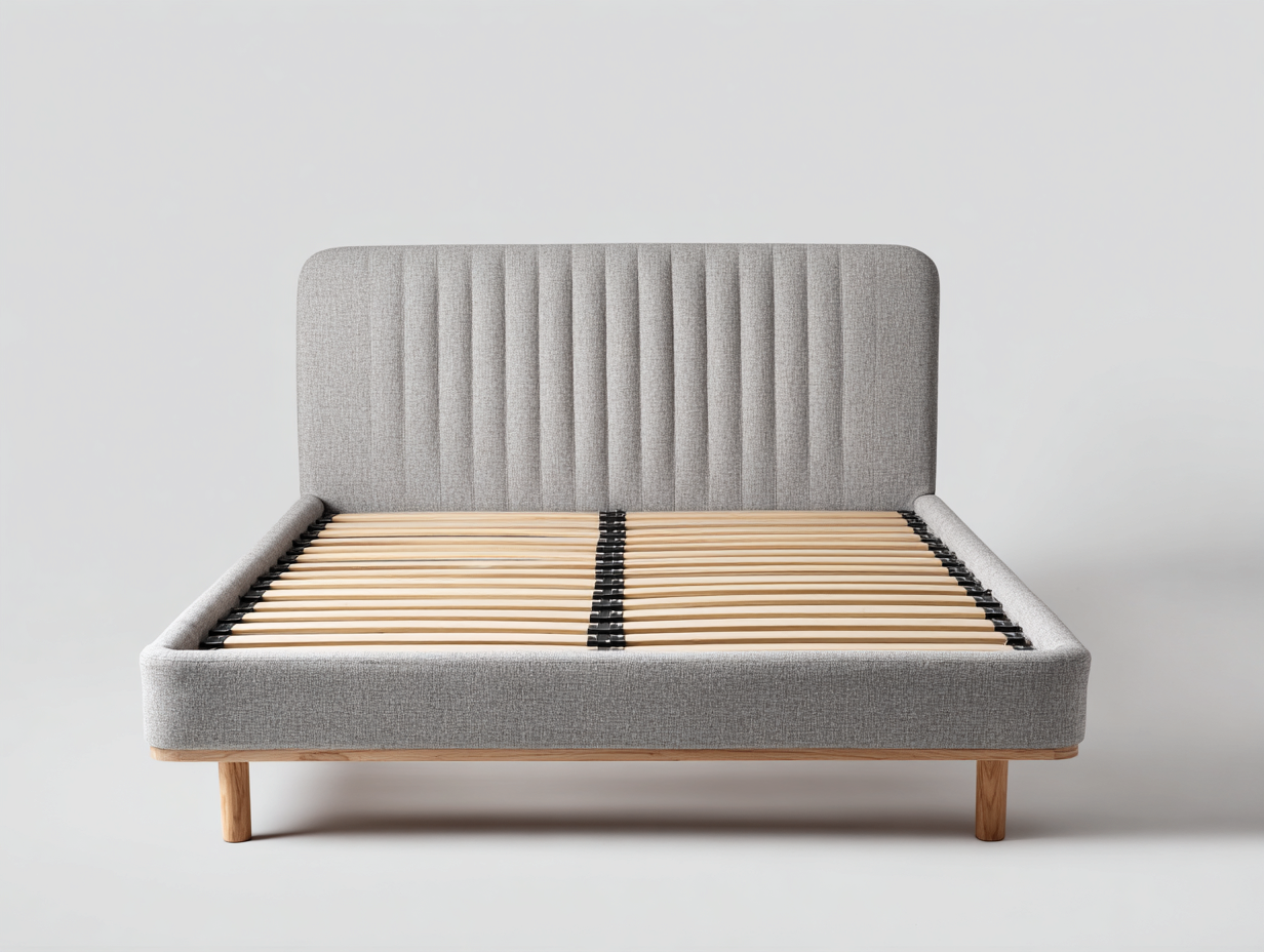 Upholstered Double Bed Frame Fabric 200x160 x105cm - Light Grey - Bedroom Modern Design-Havenno