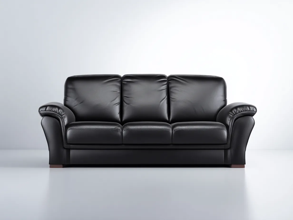 3 Seater Sofa faux leather upholstery 210x90x85 cm - black - modern living room design-Quietovae