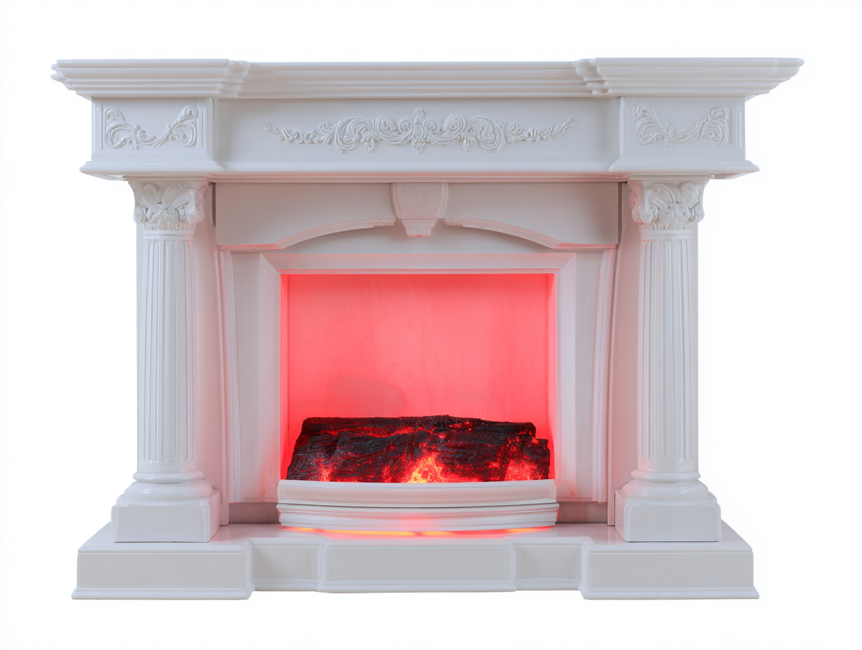 Electric Fireplace Mantel Resin 120x35x110 cm - White - Classic Decorative Design-Quietovae