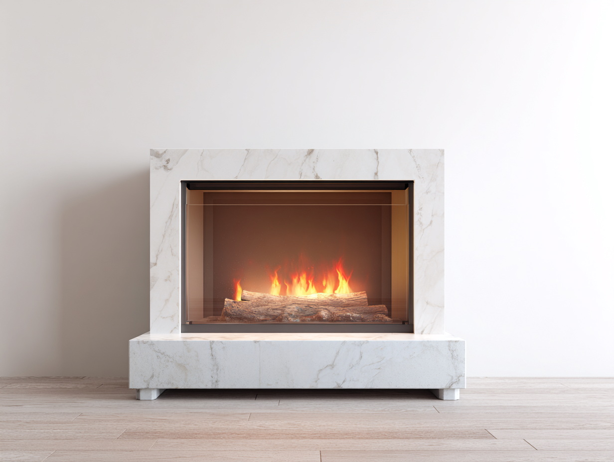 Electric Fireplaces marble finish electric fireplace 120x35x90 cm - White - modern built-in design-Quietovae
