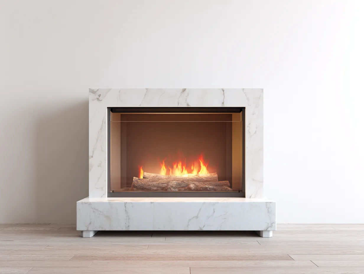 Electric Fireplaces marble finish electric fireplace 120x35x90 cm - White - modern built-in design-Quietovae