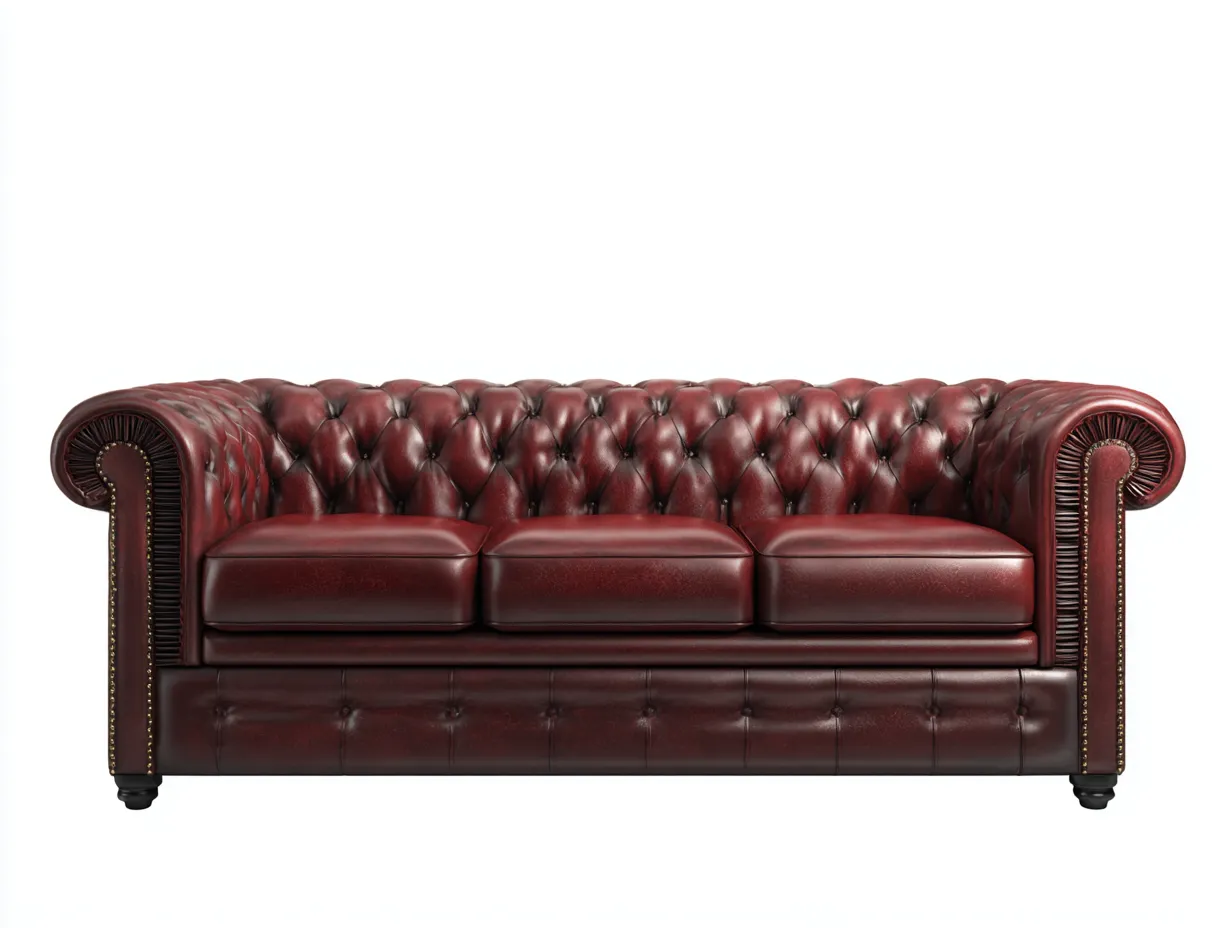 3 Seater Sofas Faux Leather Upholstered 215x92x75 cm - Burgundy - Classic Chesterfield Style-Quietovae