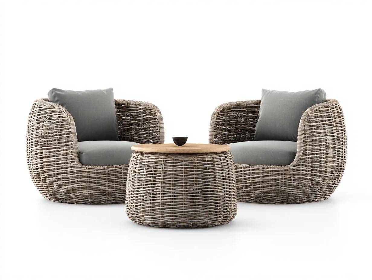 Outdoor Sofas wicker patio sofa set 85x80x75 cm - Natural-Grey - modern outdoor comfort design-Quietovae