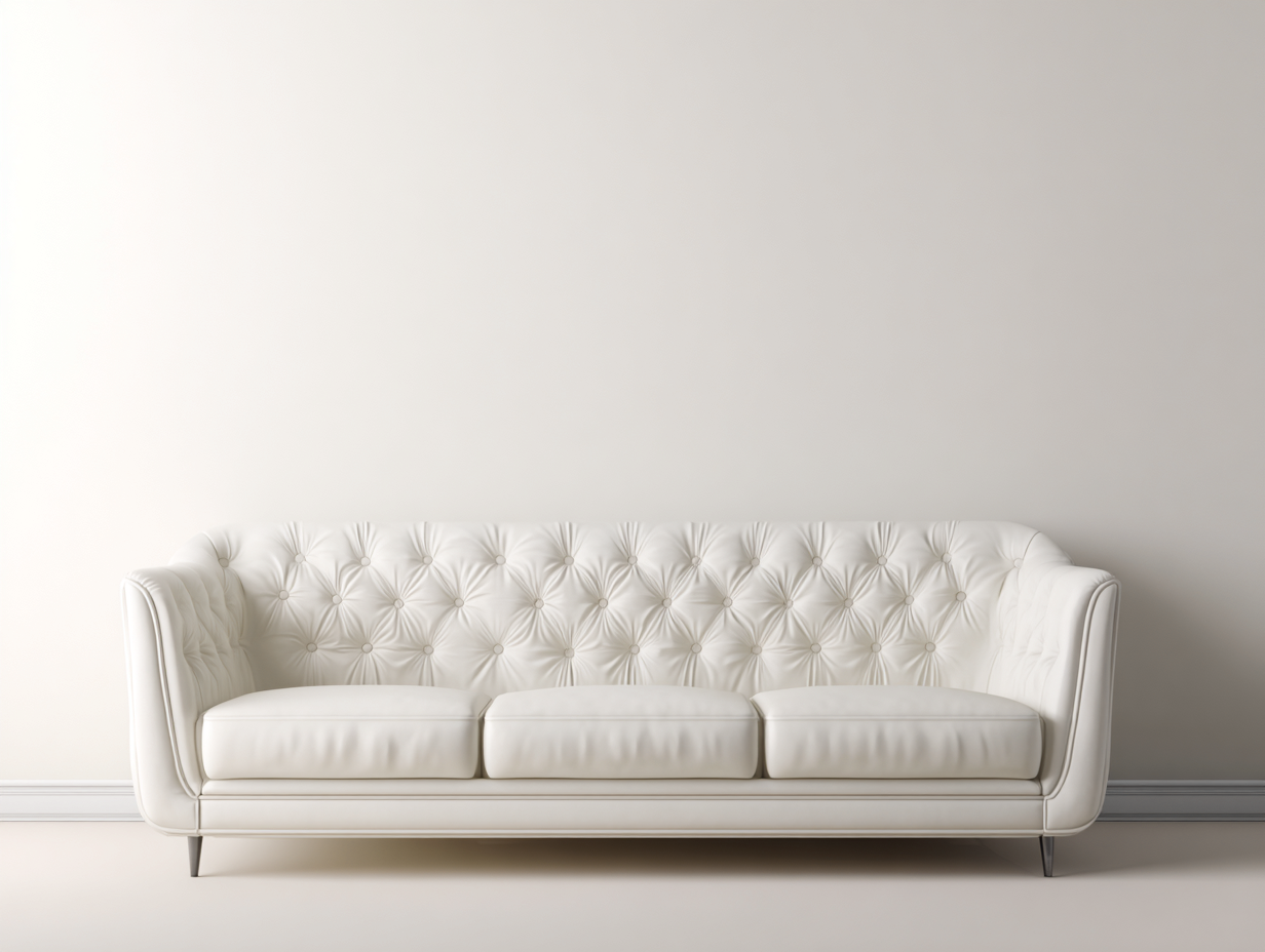 3 Seater Sofa upholstered faux leather 220x90x78 cm - white - modern tufted design for living room-Quietovae