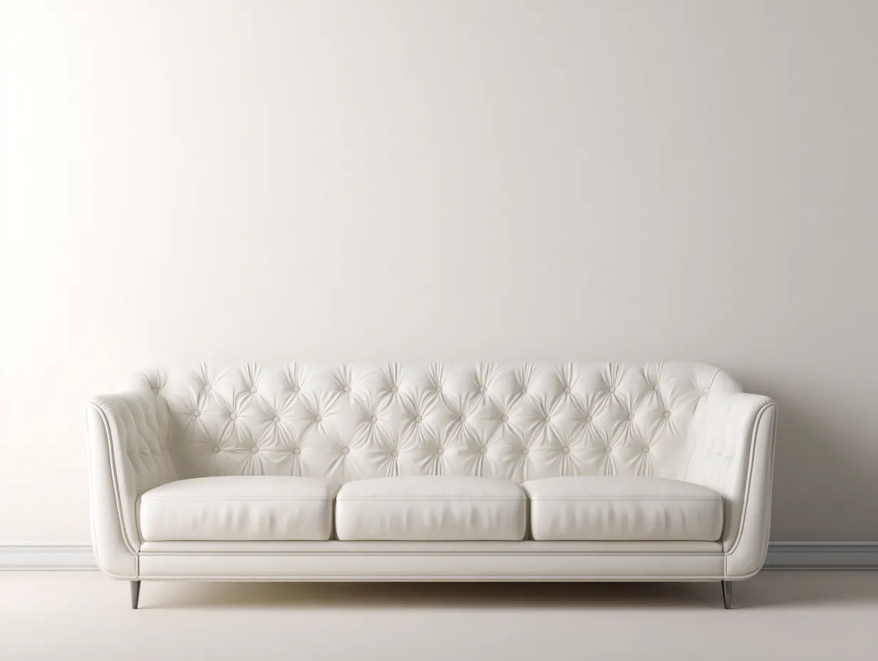 3 Seater Sofa upholstered faux leather 220x90x78 cm - white - modern tufted design for living room-Quietovae