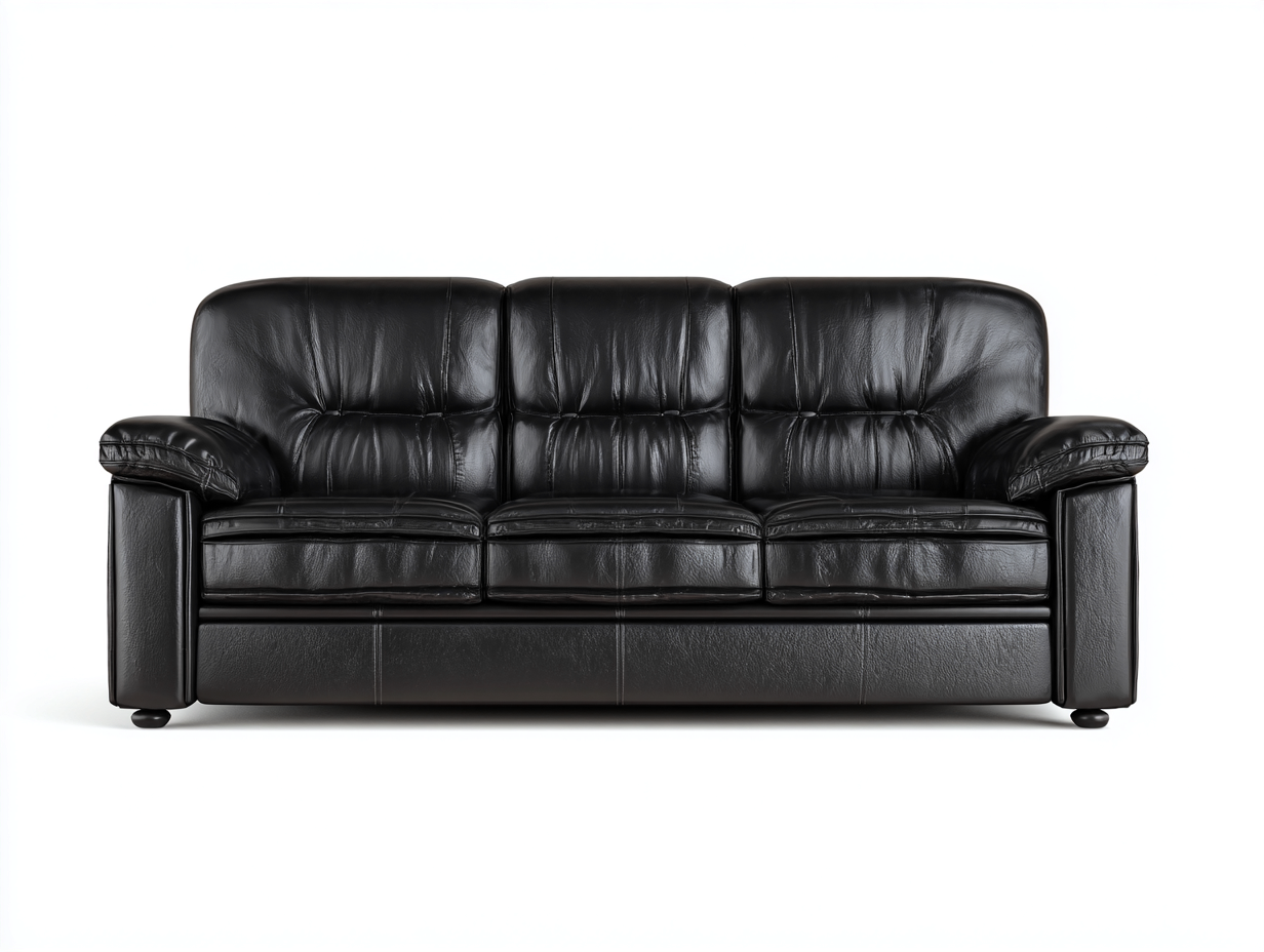 3 Seater Sofas Faux Leather Upholstered 210x90x85 cm - Black - Contemporary Design-Quietovae