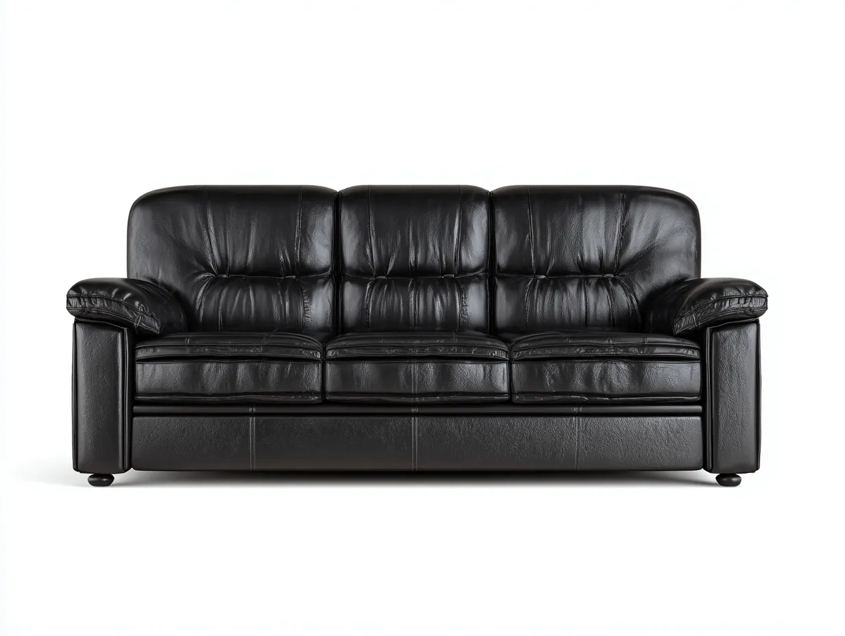3 Seater Sofas Faux Leather Upholstered 210x90x85 cm - Black - Contemporary Design-Quietovae