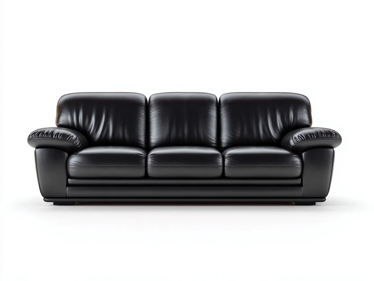 3 Seater Sofa leather upholstered 210x90x85 cm - black - classic comfort design-Quietovae