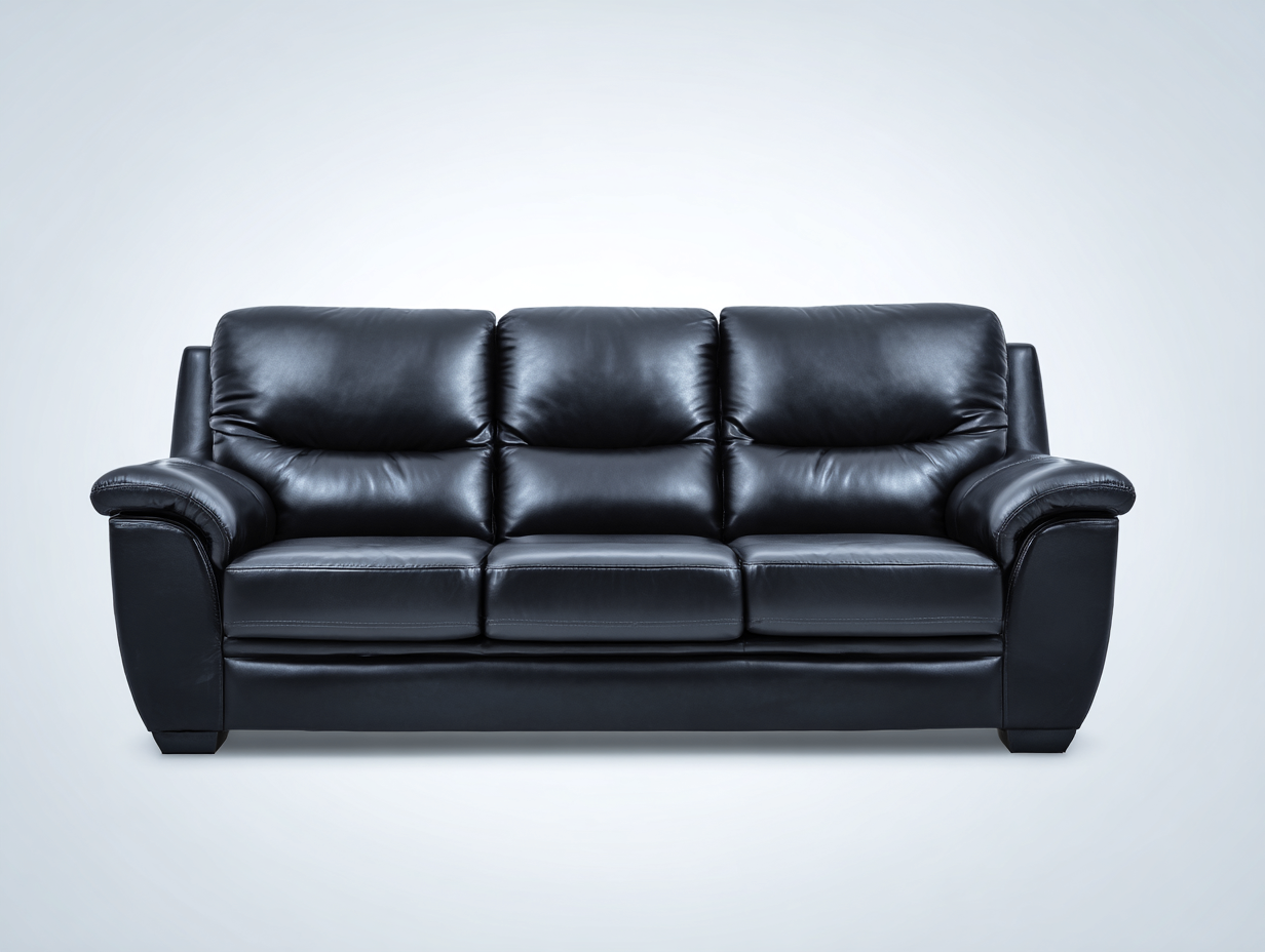 3 Seater Sofas leather upholstery 215x90x88 cm - Black - modern comfort design-Quietovae