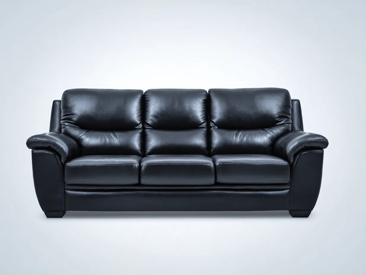 3 Seater Sofas leather upholstery 215x90x88 cm - Black - modern comfort design-Quietovae