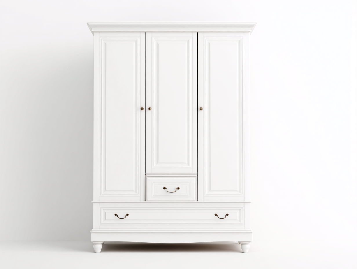 Wardrobe freestanding storage cabinet with doors and drawers 135x60x210 cm - white - classic bedroom storage design-Graceoli